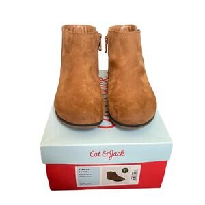 Cat & Jack Girls Boots Size 11 Brown Penelope Ankle Boots Cognac Brown Side Zip